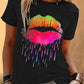 Sexy lips daisy print tops women's tops