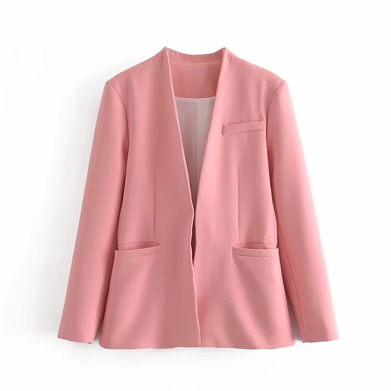 Chaqueta de traje nueva de color liso para mujer