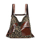Houndstooth Backpack Women Fashion Rivet Design Leopard Shoulder Bags