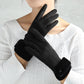 Suede Glove Warm Finger Gloves for women