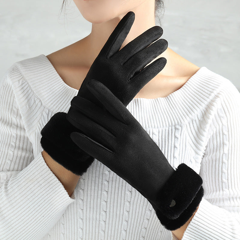 Guantes de ante con dedos cálidos para mujer