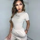 Letter embroidery high waist jumpsuit women