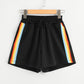 Women Rainbow Striped Elastic Shorts