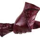 women  PU gloves with lace and button