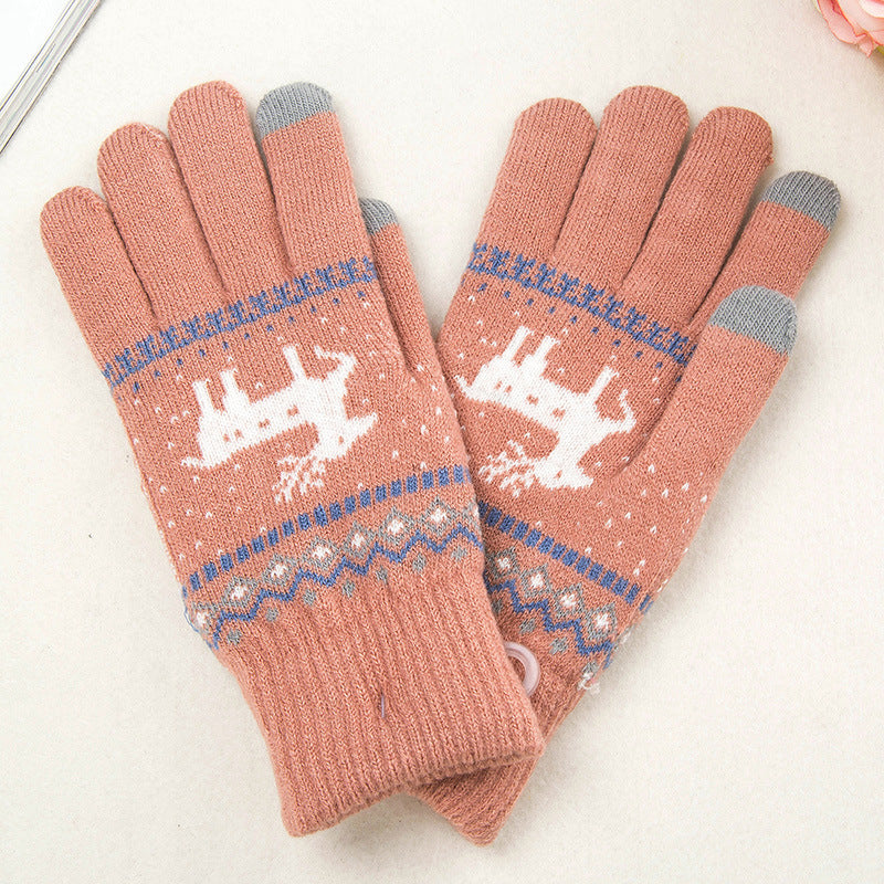 Guantes de punto cervatillo guantes de lana para pantalla táctil fríos y cálidos para mujer