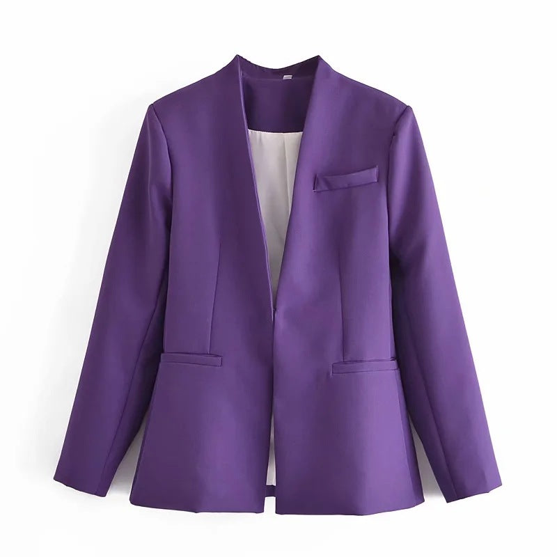 Chaqueta de traje nueva de color liso para mujer