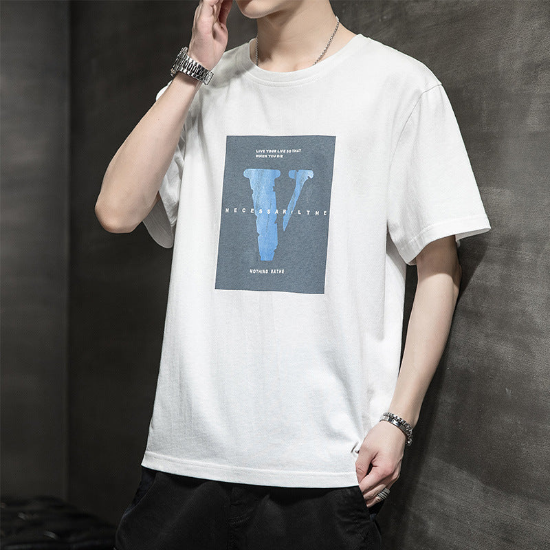 Camiseta de manga corta para hombre, ropa de media manga de seda helada de verano, Camiseta de algodón informal holgada
