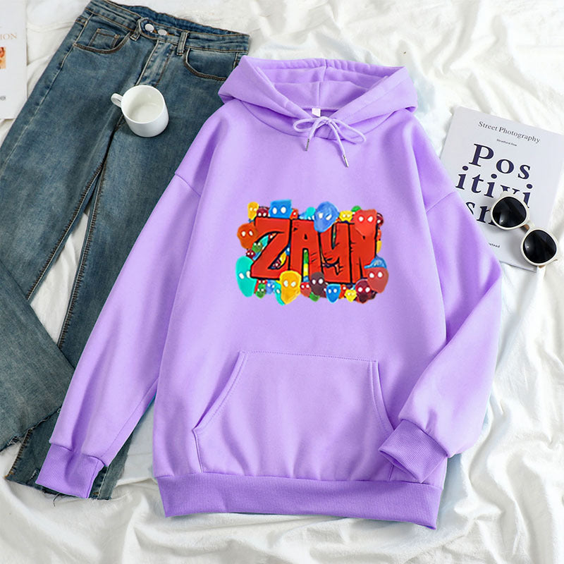 Sudadera con capucha con estampado de letras ZAYN de color artístico