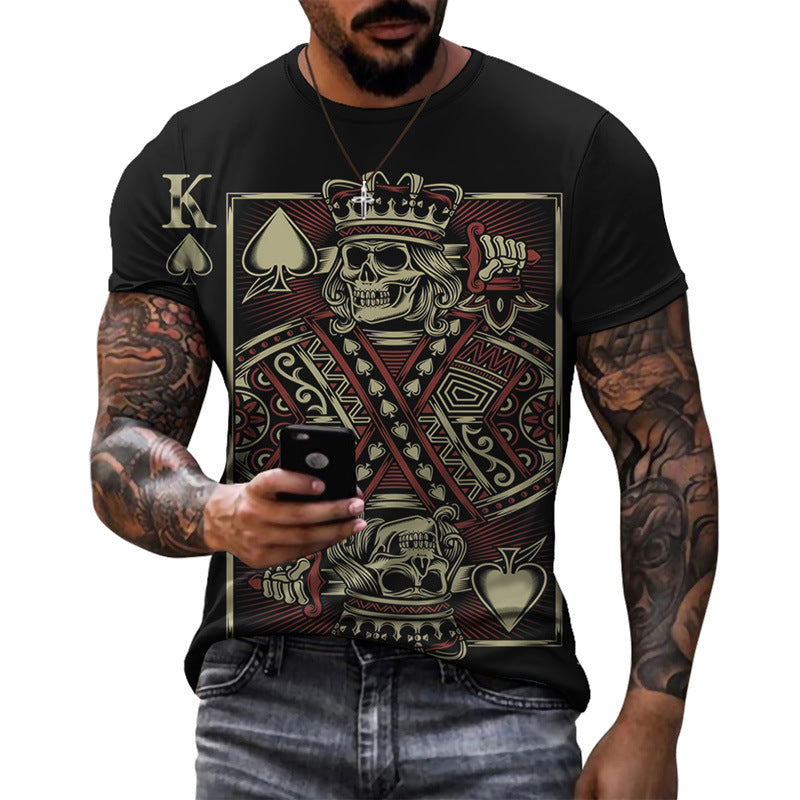 Men's Round Neck Slim Printed Short-sleeved T-shirt