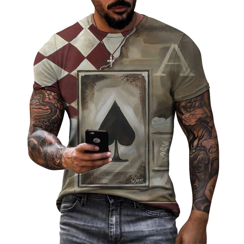 Men's Round Neck Slim Printed Short-sleeved T-shirt