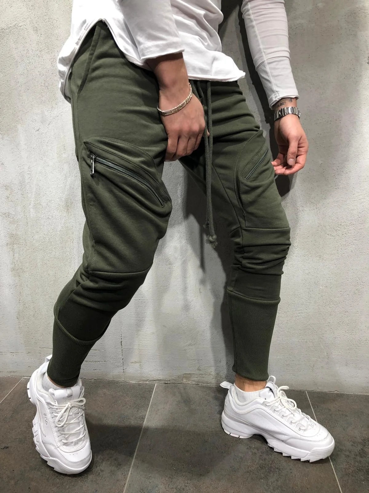 Pantalones deportivos con cremallera para hombre