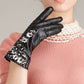 Leather sheepskin gloves women