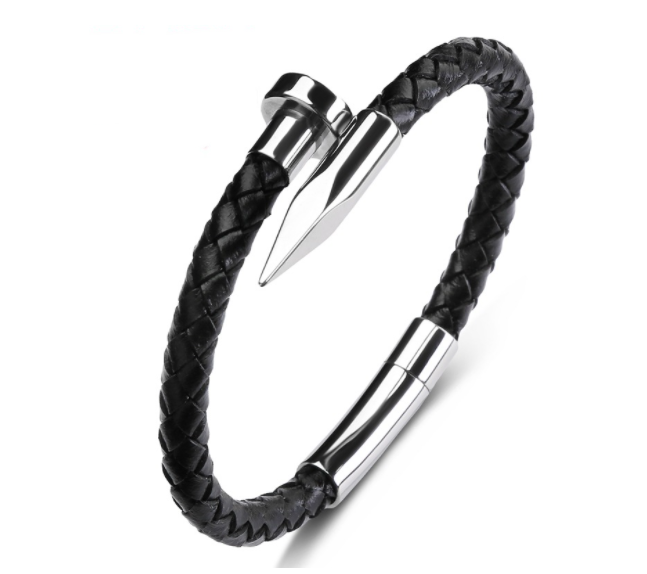 Men Genuine Leather Bullet Bracelet