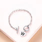 Silver Color Link Chain OT Buckle Clasp Bracelet 26 Initial Letter Heart Charms Bracelets For Women Girls