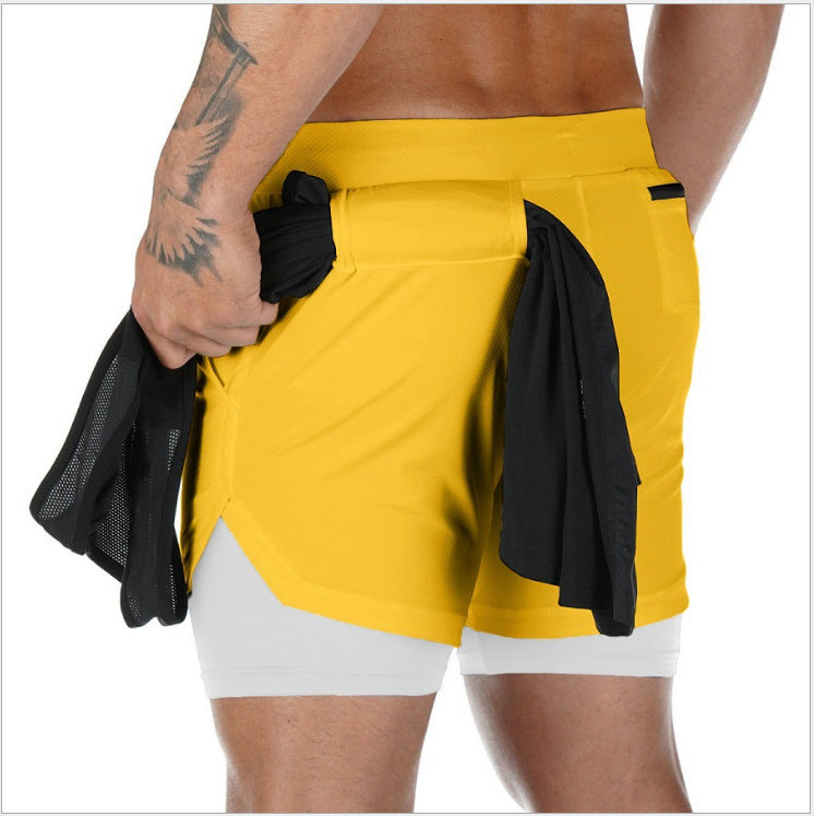 Pantalones cortos para correr de verano para hombre Pantalones cortos deportivos 2 en 1