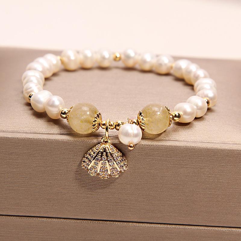 Pulsera de perlas naturales de agua dulce para mujer