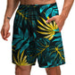 Summer New Leaf Series 3D Printed Shorts Loose Beach Pants Fashion Casual Shorts Men