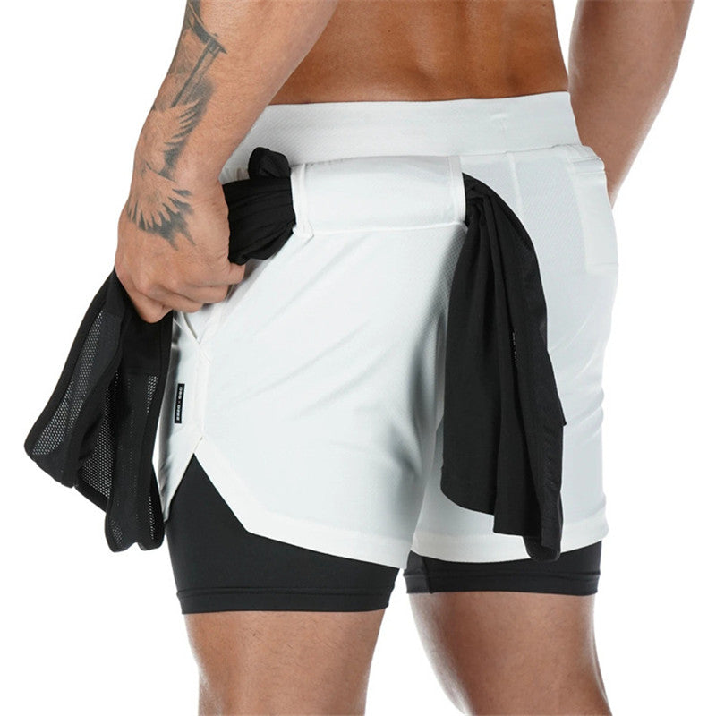 Pantalones cortos para correr de verano para hombre Pantalones cortos deportivos 2 en 1