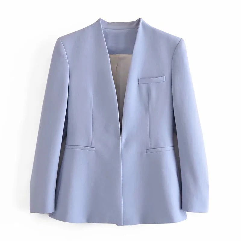 Chaqueta de traje nueva de color liso para mujer