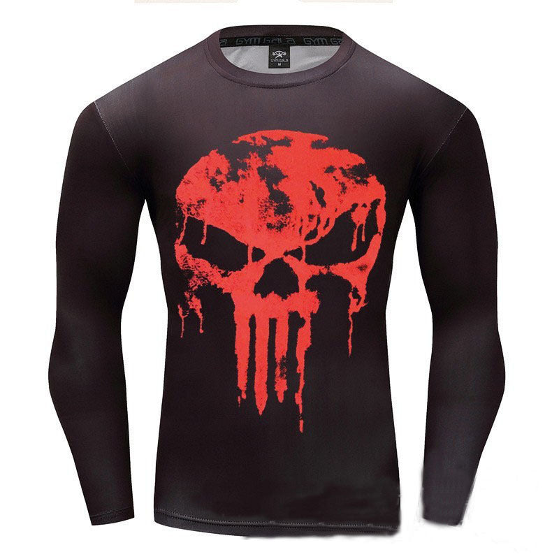 Punisher Men Compression Tee Bodybuilding Skin Tight Long Sleeves Jerseys Clothings