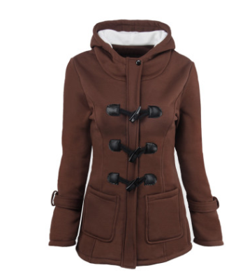 Chaquetas cálidas con Cuello de piel para invierno, abrigo largo con botones de bocina para mujer, parka de talla grande para mujer