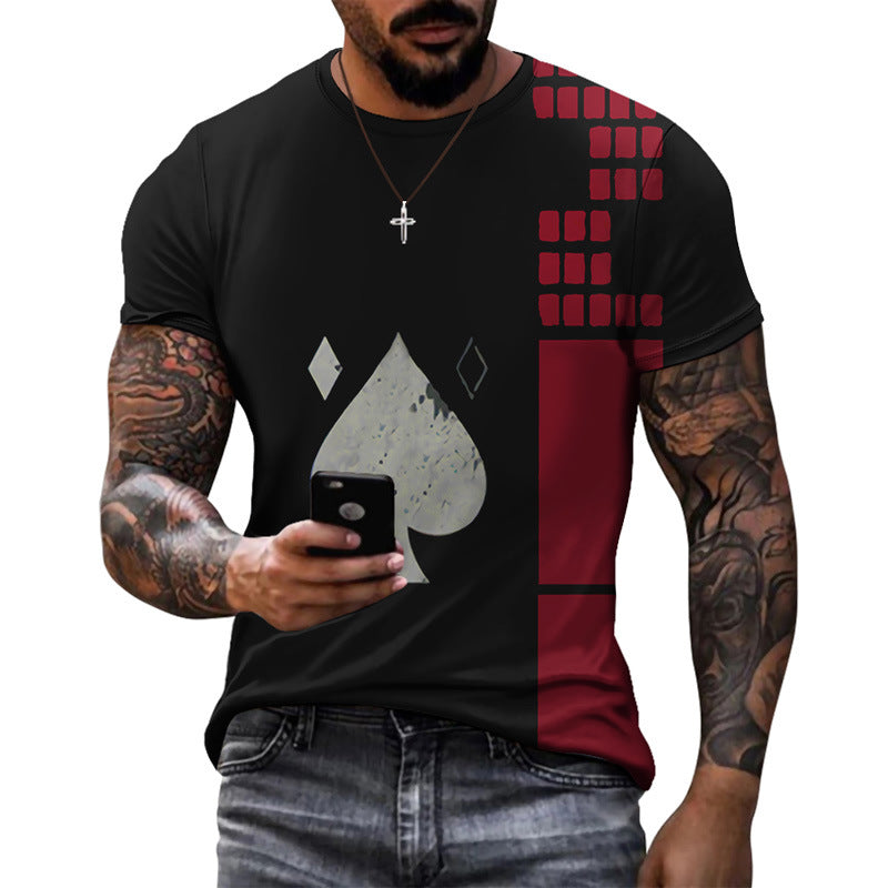 Men's Round Neck Slim Printed Short-sleeved T-shirt