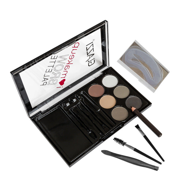 Paleta de polvos para cejas, color marrón Natural, potenciadores del contorno de ojos, Kit de maquillaje resistente al agua con brocha para dar forma al sello de sombra