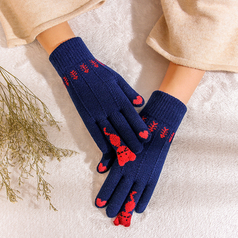 Guantes de punto cervatillo guantes de lana para pantalla táctil fríos y cálidos para mujer