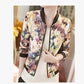 Jacket Trendy Wild Floral Zipper Stand Collar Long Sleeve Short Jacket Women