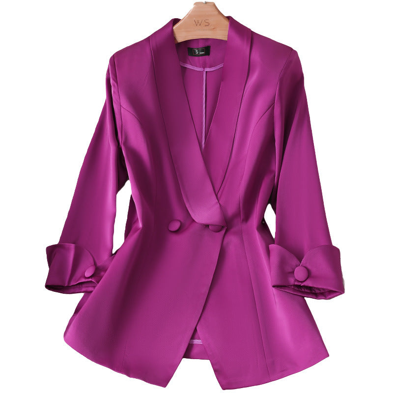 Chaqueta de traje morada para mujer