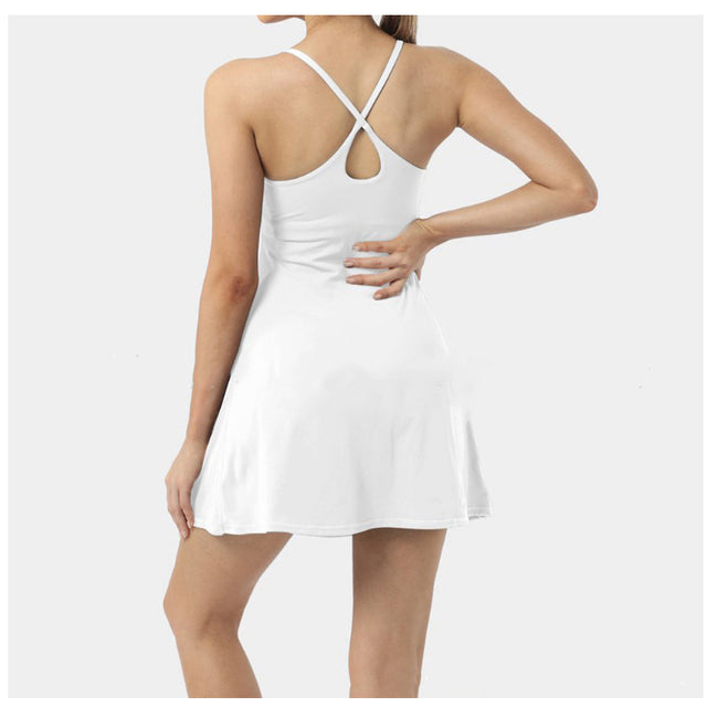 Vestido de tenis Vestidos sin cordones para mujer Falda halter deportiva Pantalones cortos