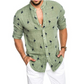 Linen color matching lapel shirt men
