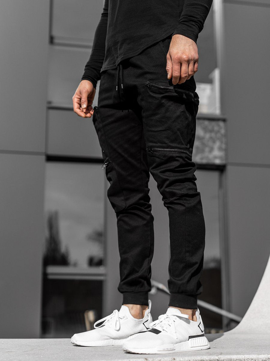 Pantalones atados a la moda con múltiples bolsillos para hombre