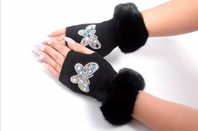 Guantes de calavera brillantes para mujer