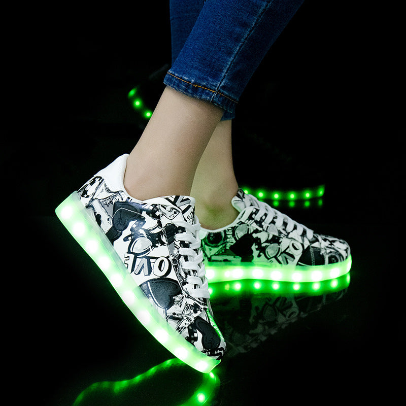 Zapatos ligeros para hombre y mujer, pareja de zapatos fluorescentes.