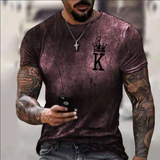 Camiseta con estampado 3D de corona, moda urbana para hombres