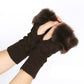Knitted Gloves for Women Fur Mid Length Half Finger Computer