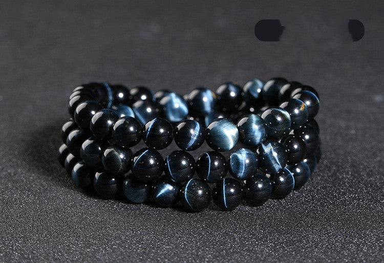 Pulsera de piedra de ojo de tigre azul natural para hombres y mujeres