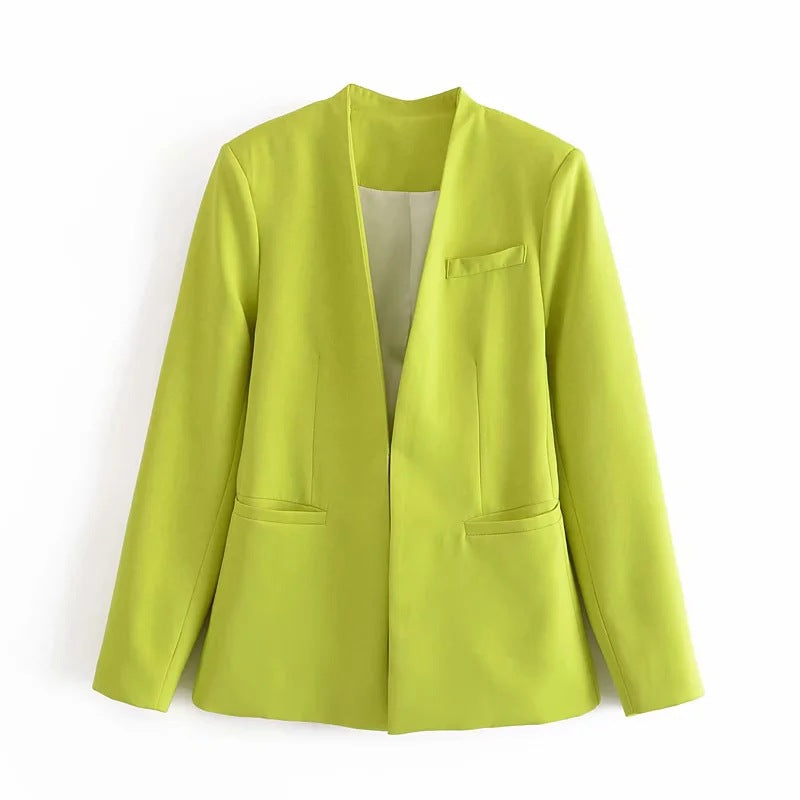 Chaqueta de traje nueva de color liso para mujer