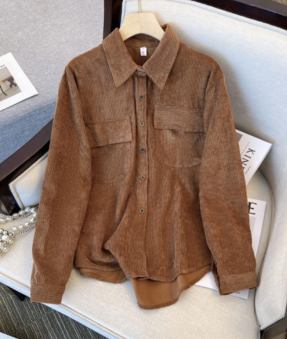 Khaki corduroy jacket for women