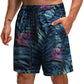 Summer New Leaf Series 3D Printed Shorts Loose Beach Pants Fashion Casual Shorts Men