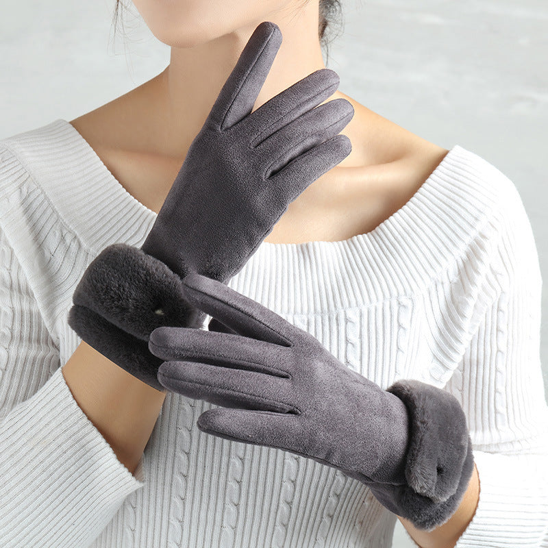 Guantes de ante con dedos cálidos para mujer