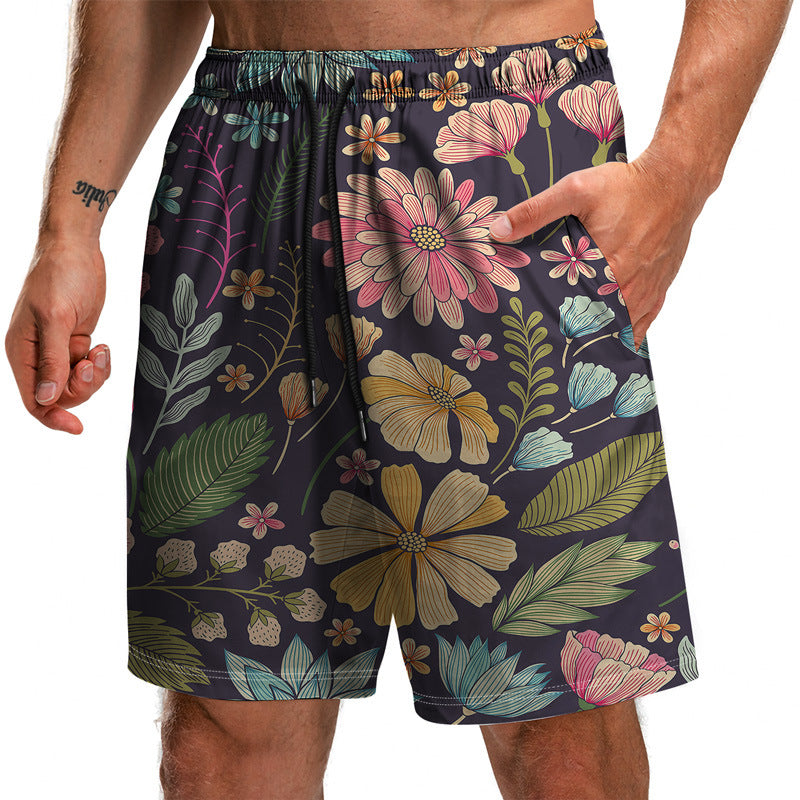 Novedad de verano, pantalones cortos con estampado 3D de la serie Leaf, pantalones sueltos de playa, pantalones cortos casuales de moda para hombres