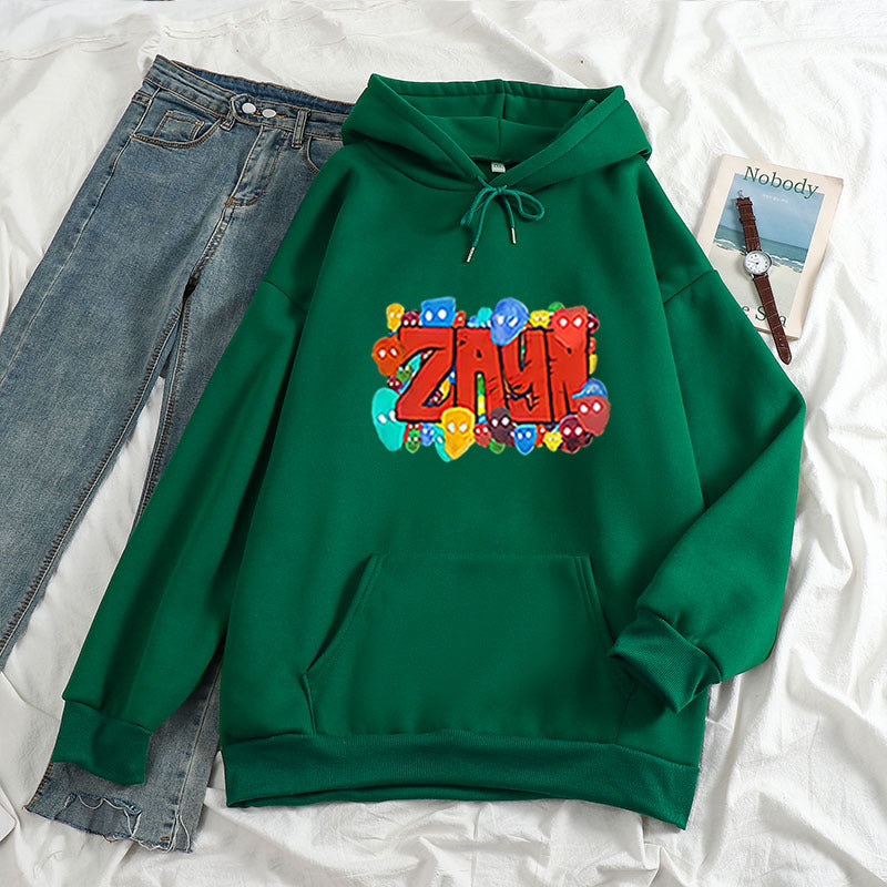 Sudadera con capucha con estampado de letras ZAYN de color artístico