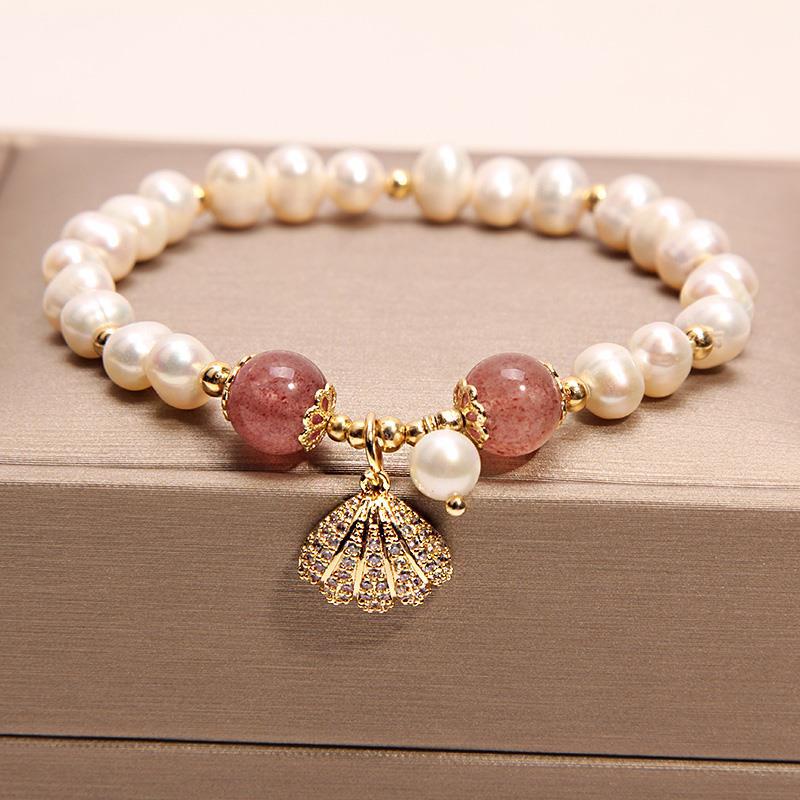 Pulsera de perlas naturales de agua dulce para mujer