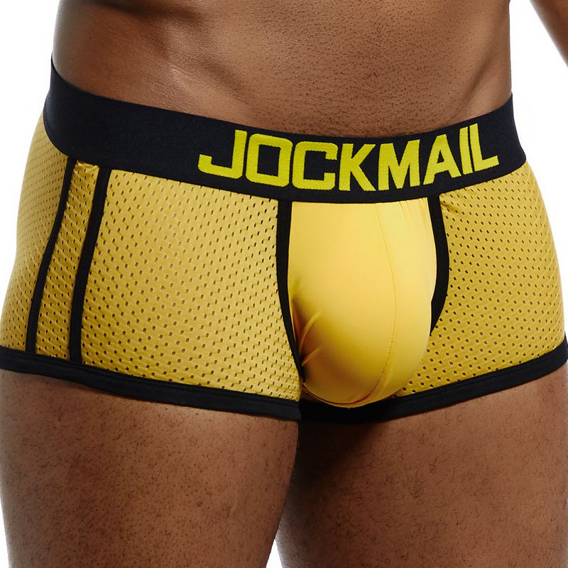 JOCKMAIL marca Boxer hombres de malla transpirable Boxers de hombre calzoncillos masculinos Sexy bolsa para pene para gais bañadores para hombre pantalón 