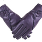 women  PU gloves with lace and button