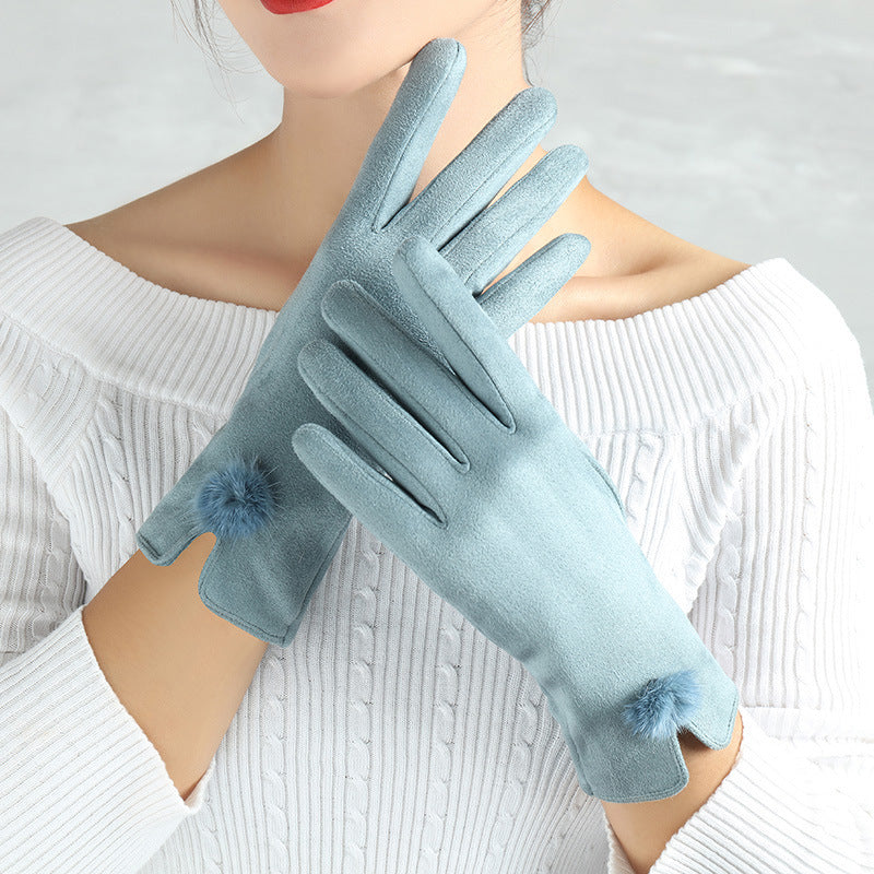 Guantes de ante con dedos cálidos para mujer