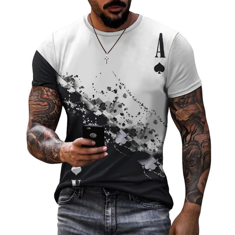 Men's Round Neck Slim Printed Short-sleeved T-shirt