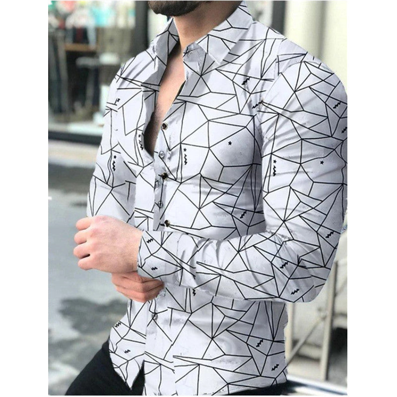 Printed Casual Long Sleeve Shirt For Men